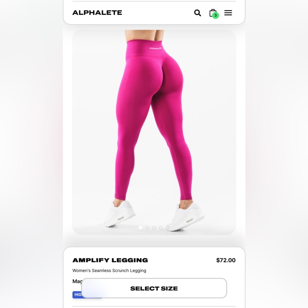 Pink magenta Alphalete leggings size medium, worn once for photoshoot